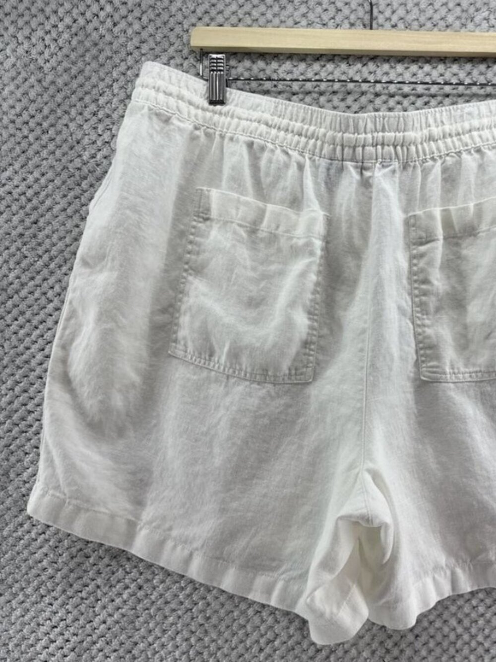 Women White Pull On Elastic Waist Draw String Pockets - Picture 2 of 2
